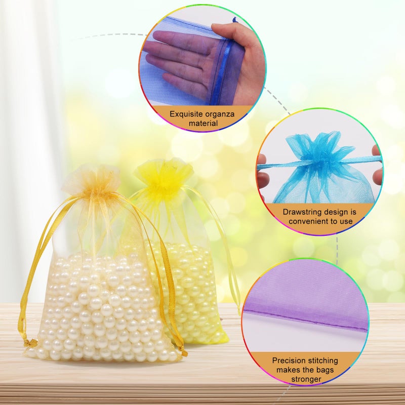 SumDirect 110Pcs 4x6 inches Mixed Color Sheer Drawstring Organza Jewelry Pouches Wedding Party Christmas Favor Gift Bags - Image 3